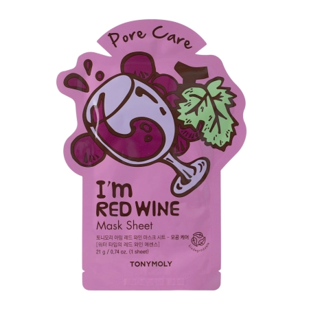 TonyMoly - I'm Real Red Wine Mask Sheet Pore Care - Maska w Płachcie Odmładzająca - 1szt/21ml