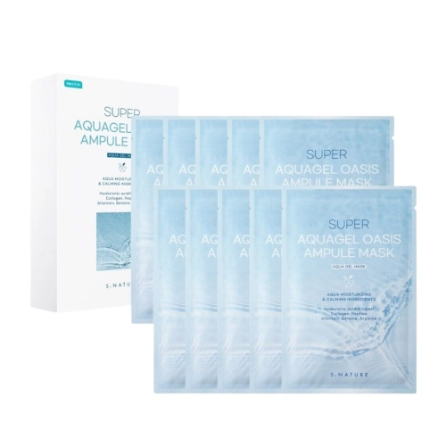 S.Nature - Super Aquagel Oasis Ampoule Mask Set - Zestaw Nawilżających Masek w Płachcie do Twarzy - 10x30ml