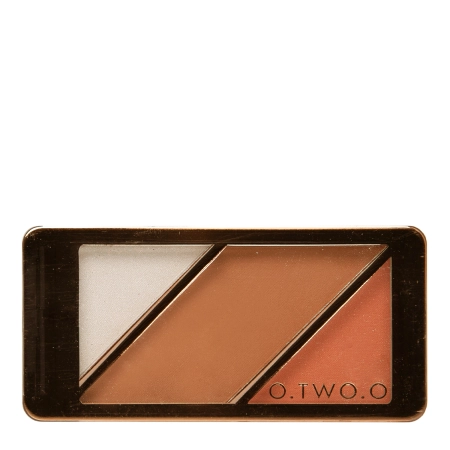 O.TWO.O - 3 in 1 Blusher Highlighter Contour - Zestaw do Konturowania Twarzy - 03 Prom - 10g