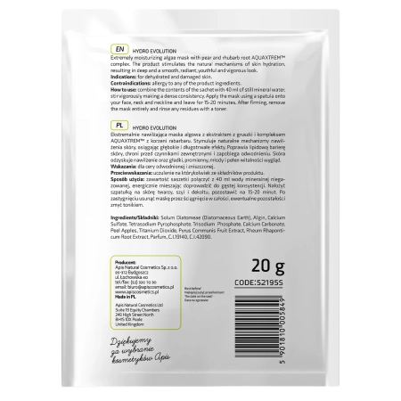 Apis - Hydro Evolution - Nawilżająca Maska Algowa z Gruszką i Rabarbarem AQUAXTREM™ - 20g