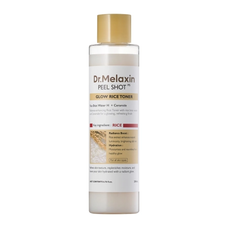 Dr.Melaxin - Peel Shot Glow White Rice Toner - Rozświetlający Tonik z Wodą z Otrębów Ryżowych  - 200ml