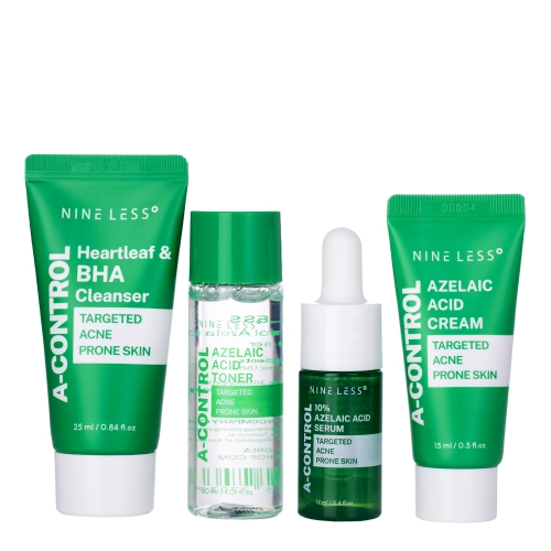 Nine Less - A-Control Mini Kit - Zestaw Kosmetyków do Skóry Trądzikowej i Wrażliwej - 25 ml + 30 ml + 12 ml + 15 ml