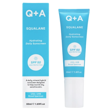 Q+A -  Squalane SPF50 Hydrating Facial Sunscreen - Nawilżający Krem Przeciwsłoneczny do Twarzy ze Skwalanem i SPF50 - 50ml