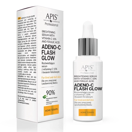 Apis - Adeno C Flash Glow - Rozświetlające Serum do Twarzy z Witaminą C i Kwasem Ferulowym - 30ml