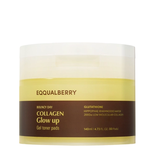 EQQUALBERRY - Collagen Glow Up Gel Toner Pad - Rozświetlające Płatki do Twarzy - 60szt/140ml - OUTLET
