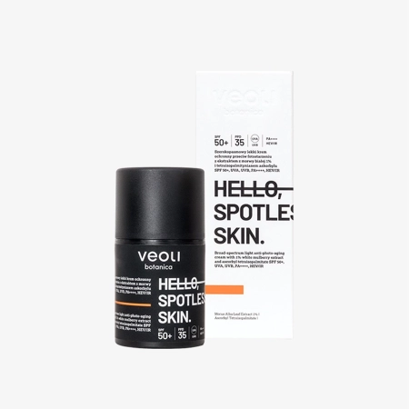 Veoli Botanica - Hello, Spotless Skin - Szerokopasmowy Lekki Krem Ochronny Przeciw Fotostarzeniu SPF 50+, UVA, UVB, PA++++, HEV/IR - 50ml