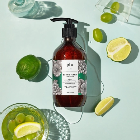 plu - Scrub Wash - Peelingujący Żel pod Prysznic - Lime Grape - 500g