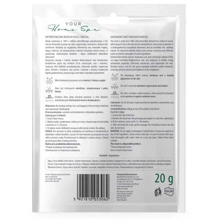 Apis - Antyoksydacyjna Maseczka w Płachcie z Matchą - 20g