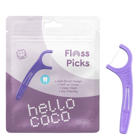 hello coco - Floss Picks - Wykałaczki z Nicią Dentystyczną - 30szt