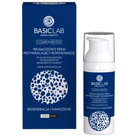 BasicLab - Regeneracja i Nawilżenie - Trehalozowy Krem Przywracający Równowagę o Lekkiej Konsystencji - 50ml