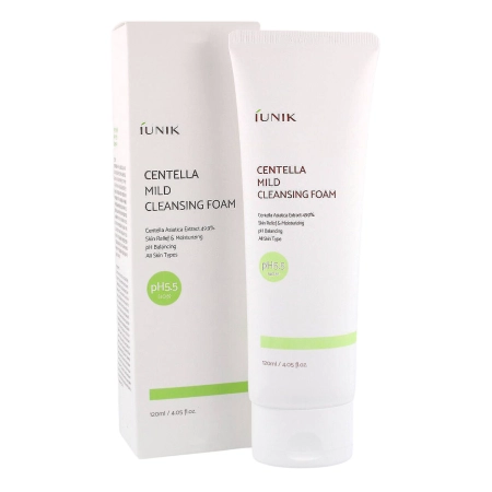 iUNIK - Centella Mild Cleansing Foam - Łagodna Pianka Oczyszczająca z Wąkrotą Azjatycką - 120ml