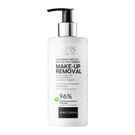 Apis - Cleansing Face Gel with Active Carbon - Oczyszczający Żel do Mycia Twarzy z Aktywnym Węglem - 300ml  