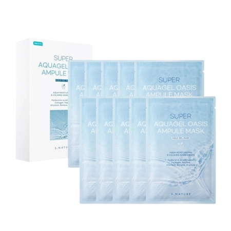 S.Nature - Super Aquagel Oasis Ampoule Mask Set - Zestaw Nawilżających Masek w Płachcie do Twarzy - 10x30ml