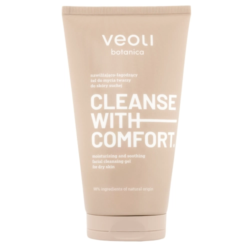 Veoli Botanica - CLEANSE WITH COMFORT - Nawilżająco-Łagodzący Żel do Mycia Twarzy do Skóry Suchej - 150ml