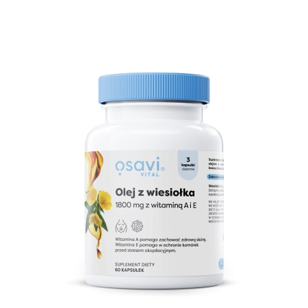 Osavi - Olej z Wiesiołka z Witaminą A i E 1800mg - 60 Kapsułek Miękkich 