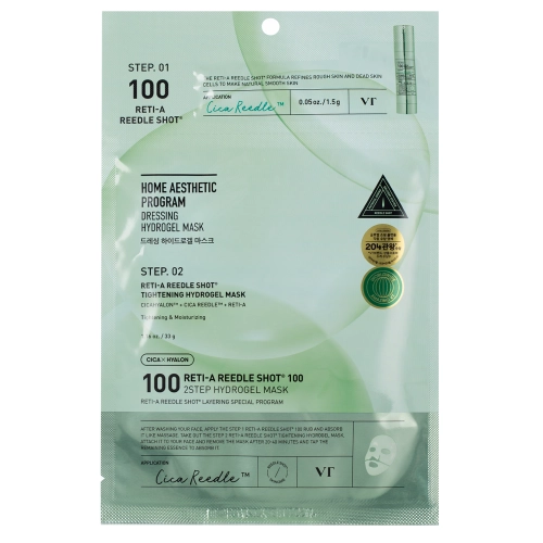 VT Cosmetics - Reti-A Reedle Shot 100 2Step Hydrogel Mask - Wygładzająca Maska Hydrożelowa do Twarzy - 1,5g + 33g