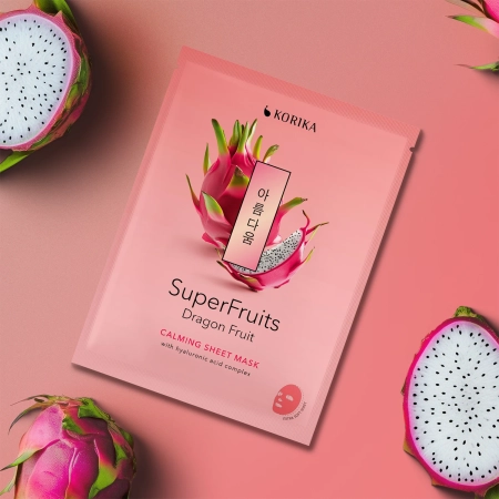 KORIKA - Superfruits Calming Sheet Mask Dragon Fruit - Wyciszająca Maska w Płachcie do Twarzy - 1szt/25g