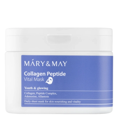 Mary&May - Collagen Peptide Vital Mask - Zestaw Ujędrniających Maseczek do Twarzy - 30szt