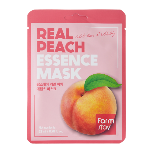 Farmstay - Real Peach Essence Mask - Odświeżająca Maska w Płachcie z Ekstraktem z Brzoskwini - 23ml/1szt