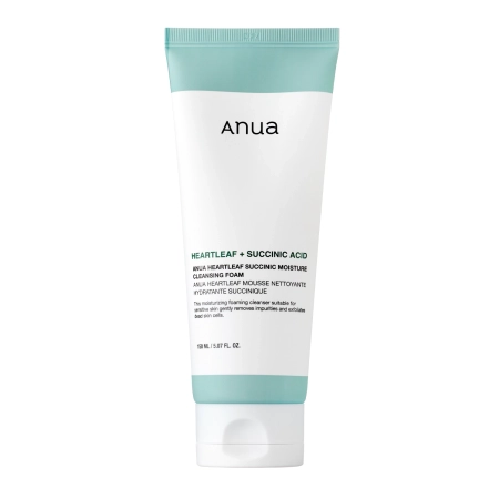 Anua - Heartleaf Succinic Moisture Cleansing Foam - Kojąca Pianka do Oczyszczania Twarzy - 150ml 