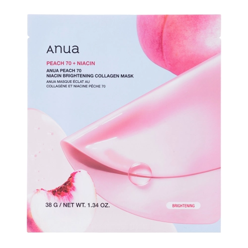 Anua - Peach 70 Niacin Brightening Collagen Mask - Rozjaśniająca Maska w Płachcie z Kolagenem - 38g