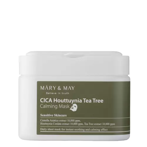 Mary&May - Cica Houttuynia Tea Tree Calming Mask - Zestaw Kojących Masek do Twarzy - 30szt