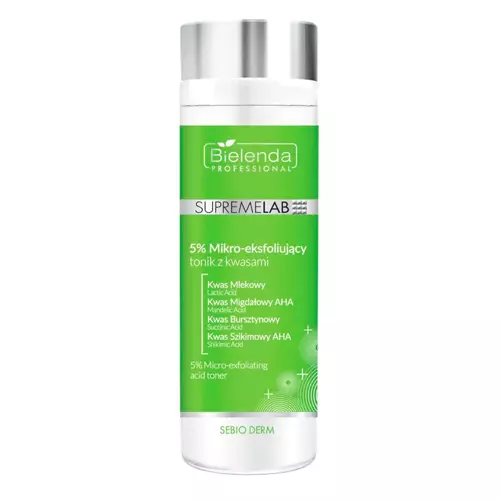 Bielenda Professional - Supremelab - Sebio Derm - 5% Mikro-Eksfoliujący Tonik z Kwasami - 200ml