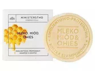 Ministerstwo Dobrego Mydła - Szampon w Kostce Emolientowo-Proteinowy Mleko Miód Owies - 85g