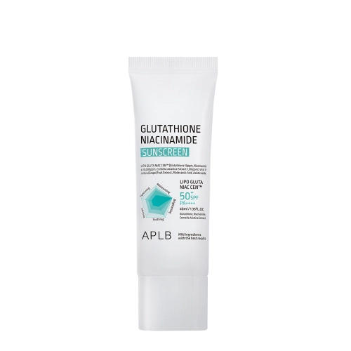 APLB - Glutathione Niacinamide Sunscreen SPF50+ PA++++ - Rozjaśniający Krem do Twarzy z Filtrem - 40ml