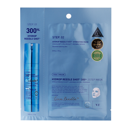VT Cosmetics - Hydrop Reedle Shot 300hL 2-Step Mask - Nawilżająca Maska Hydrożelowa do Twarzy - 1,5g+27g