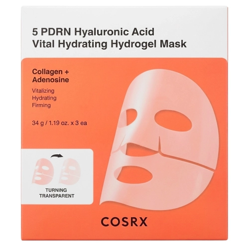 COSRX - 5 PDRN Hyaluronic Acid Vital Hydrating Hydrogel Mask - Zestaw Nawilżających Masek Hydrożelowych - 34gx3szt