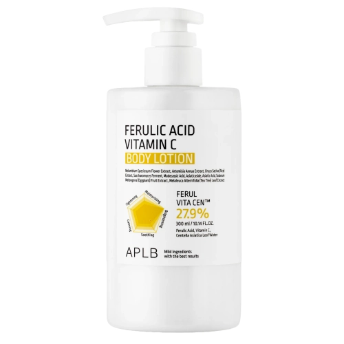 APLB - Ferulic Acid Vitamin C Body Lotion - Rozświetlający Balsam do Ciała z Kwasem Ferulowym i Witaminą C - 300ml