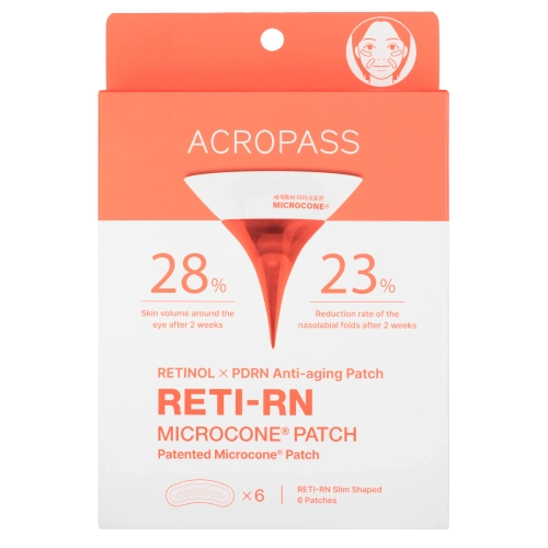 AcroPass - RETI-RN Microcone Patch Slim Shaped - Ujędrniające Plastry do Twarzy z Retinolem i Mikroigłami - 6szt