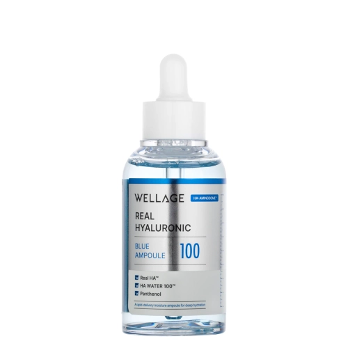 WELLAGE - Real Hyaluronic Blue 100 Ampoule - Intensywnie Nawilżające Serum do Twarzy - 60ml