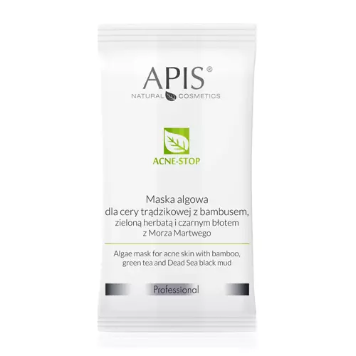 Apis - Acne-Stop - Maska Algowa dla Cery Trądzikowej z Bambusem, Zieloną Herbatą i Czarnym Błotem z Morza Martwego - 20g