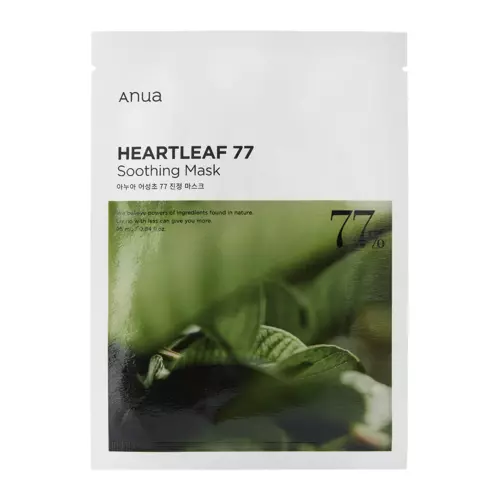 Anua - Heartleaf 77% Soothing Sheet Mask - Nawilżająco-Kojąca Maska z 77% Ekstraktem z Pstrolistki -1szt/25ml 