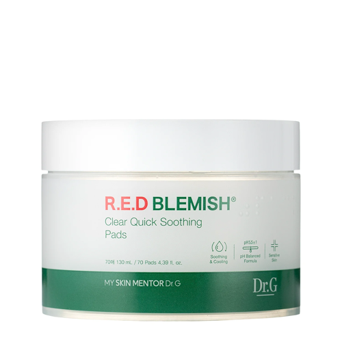 Dr.G - Red Blemish Clear Quick Soothing Pads - Kojące Płatki do Twarzy - 70szt.