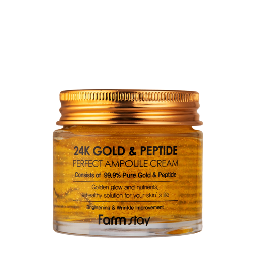 Farmstay - 24K Gold & Peptide Perfect Ampoule Cream - Kremowa Ampułka do Twarzy z Peptydami - 80ml