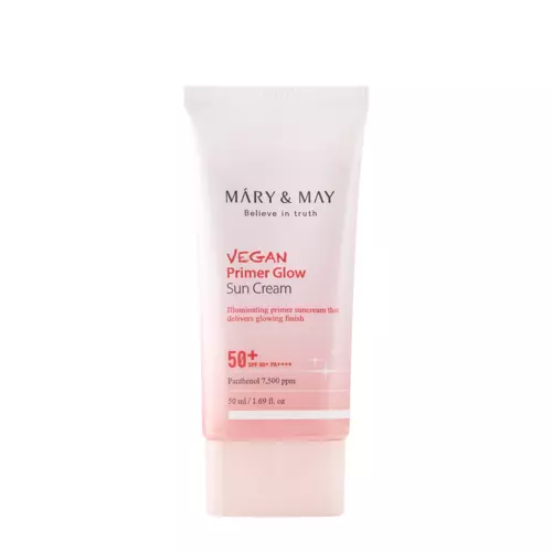 Mary&May - Vegan Primer Glow Sun Cream SPF50+/PA++++ - Przeciwsłoneczny Rozświetlający Primer - 50ml 