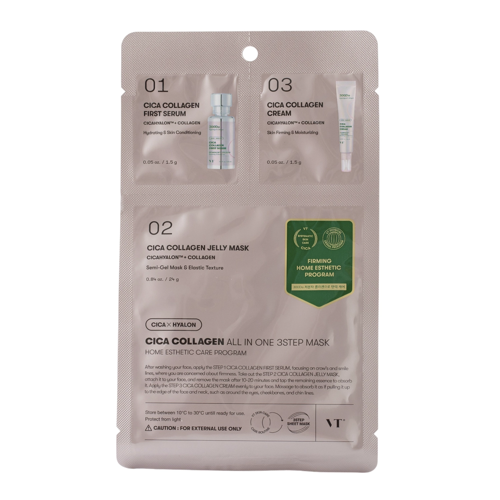 VT Cosmetics - CICA Collagen All In One 3 Step Mask - Nawilżająco-Regenerująca Maska do Twarzy w Płachcie - 1,5g+1,5g+25g