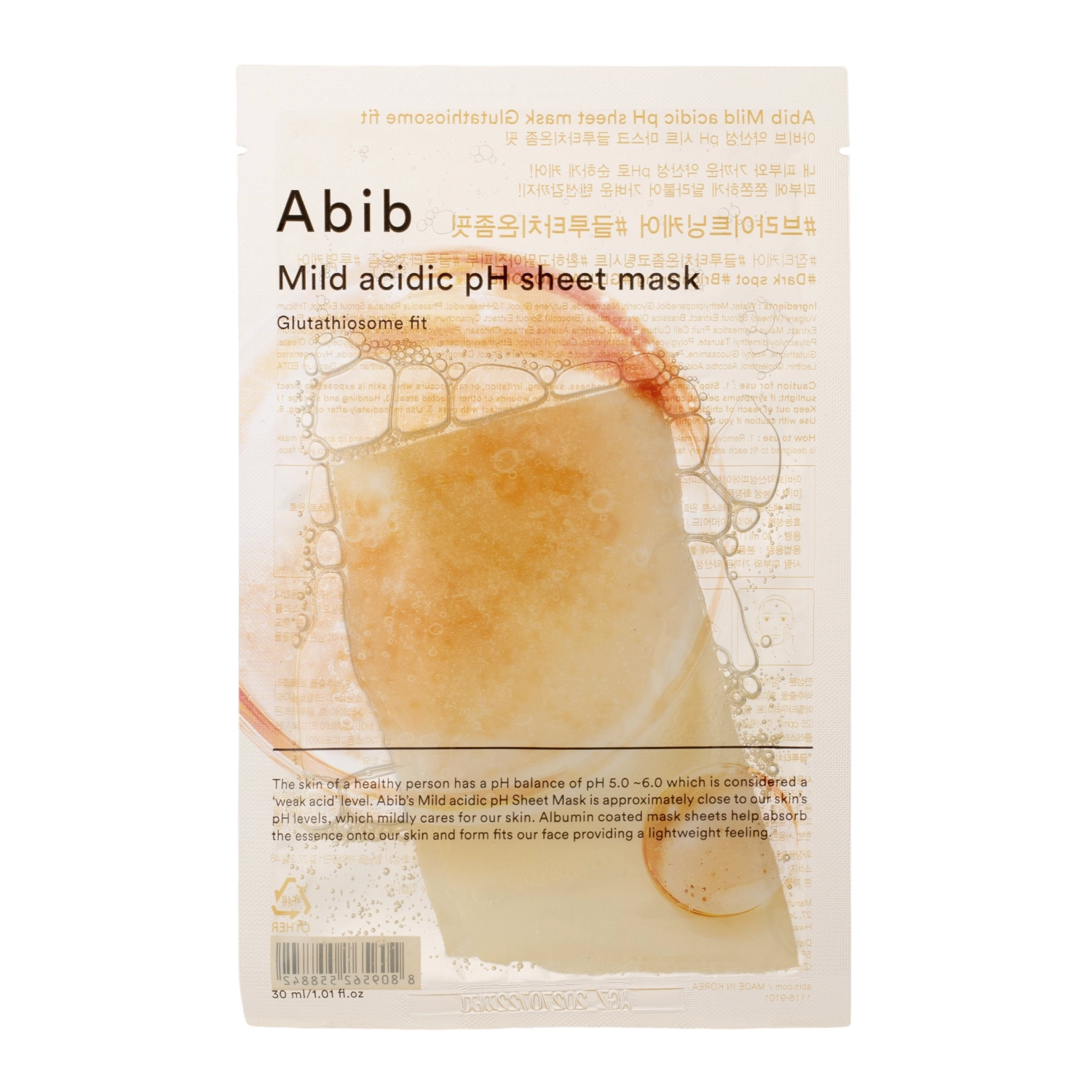 Abib - Mild Acidic Ph Sheet Mask Glutathiosome Fit - Nawilżająco - Rozświetlająca Maska w Płachcie - 30ml