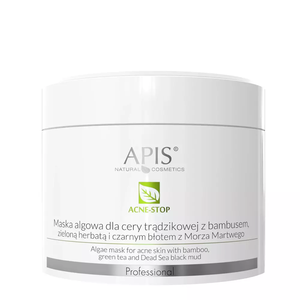 Apis - Acne-Stop - Maska Algowa dla Cery Trądzikowej z Bambusem, Zieloną Herbatą i Czarnym Błotem z Morza Martwego - 100g