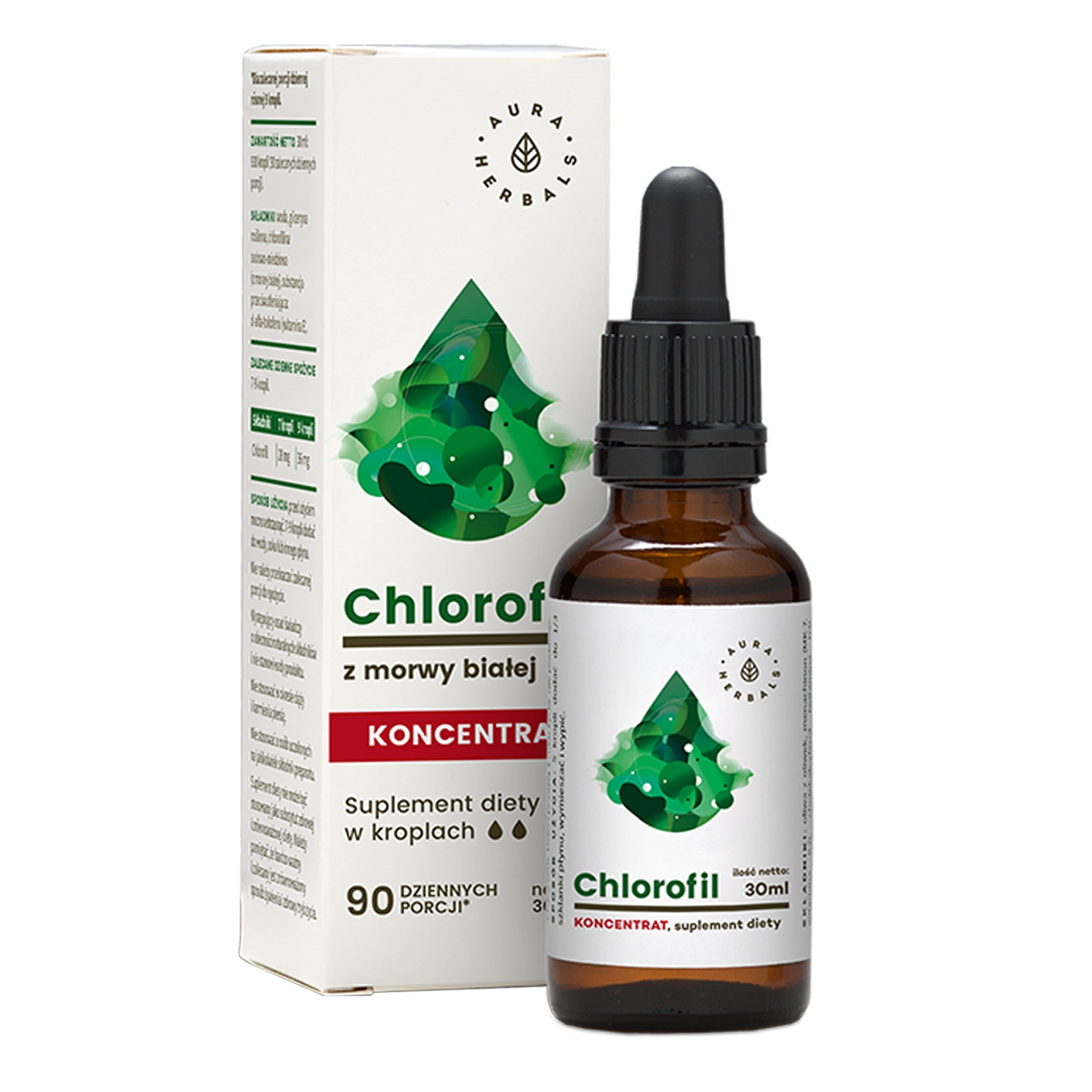 Aura Herbals - Chlorofil z Morwy Białej  Koncentrat - Krople - 30ml