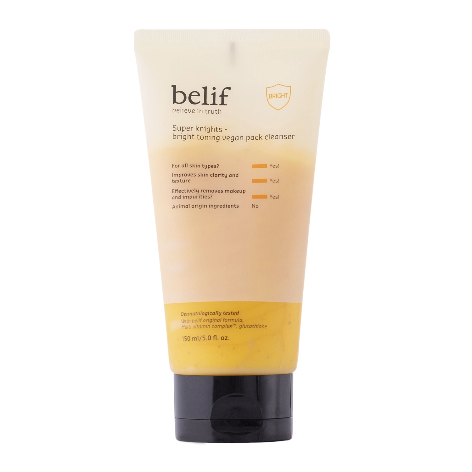 Belif - Super Knights Bright Toning Vegan Pack Cleanser - Rozjaśniająca Pianka do Mycia Twarzy - 150ml