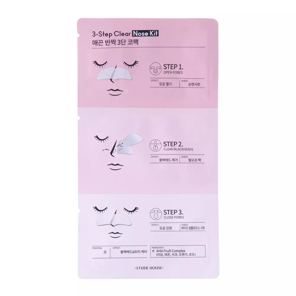 Etude House - 3-Step Clear Nose Kit - 3-Etapowy Zestaw Przeciw Zaskórnikom - 9ml