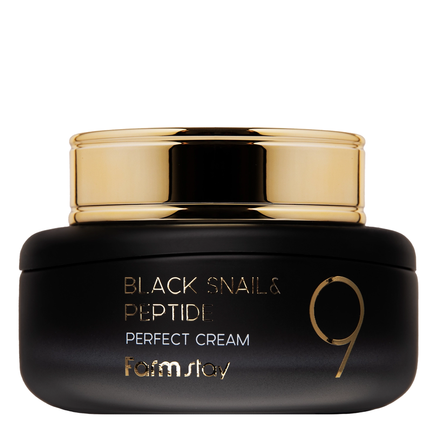 Farmstay - Black Snail & Peptide 9 Perfect Cream - Rewitalizujący Krem do Twarzy z Peptydami i Śluzem Ślimaka - 55ml