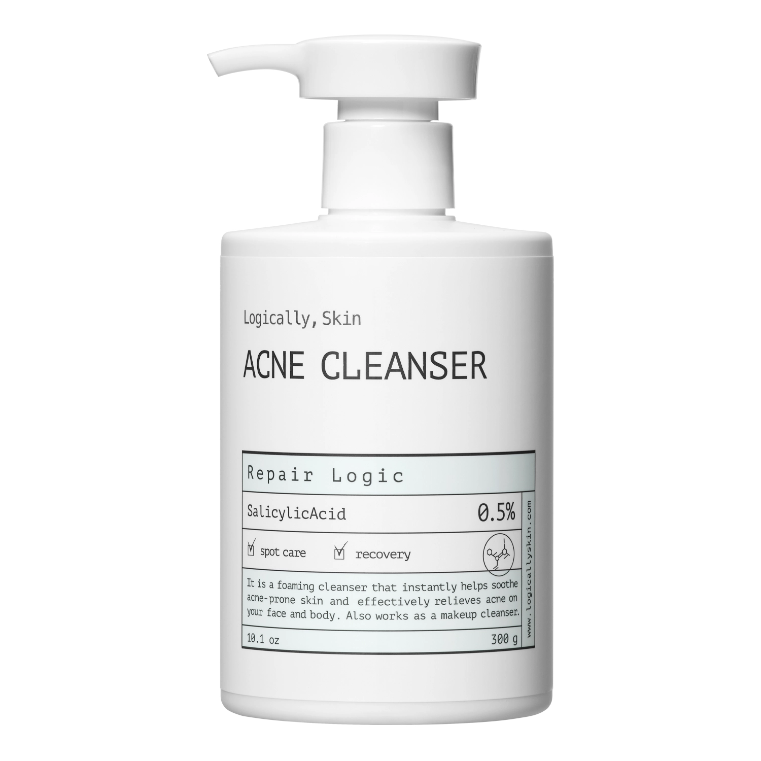 Logically, Skin - Acne Cleanser - Żel do Mycia Twarzy i Ciała z Kwasem Salicylowym - 300ml