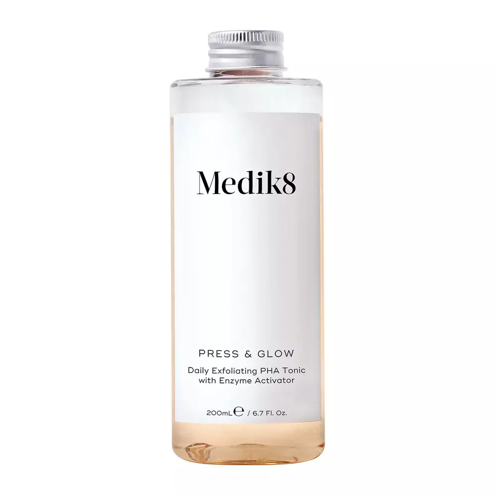 Medik8 - Press&Glow Refill - Tonik z Kwasem PHA i Aktywatorem Enzymów Złuszczających - Butelka Uzupełniająca Press&Glow bez Pompki - 200ml