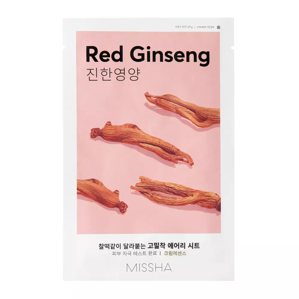 Missha - Airy Fit Sheet Mask - Red Ginseng - Odżywcza Maska w Płachcie - 19g