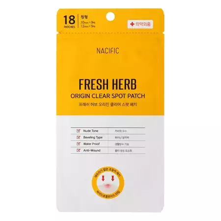 Nacific - Fresch Herb Origin Clear Spot Patch 18 - Punktowa Pielęgnacja Trądzikowa oraz Zapobiegająca Powstawaniu Blizn Potrądzikowych - 18 plastrów - 10mm x 9mg, 12mm x 9mg